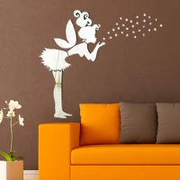 3D Fairy Wall Decor Angel Magic Fairy Stars Mirror Sticker Little Girl Wall Home Decor with Double sided Adhesive