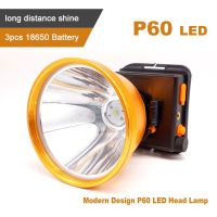 ไฟฉายอลูมิเนียมสีทองกันน้ำสำหรับตกปลาไฟฉายคาดศีรษะ LED P60การออกแบบที่ทันสมัยโคมไฟกลางคืนแบบชาร์จไฟได้