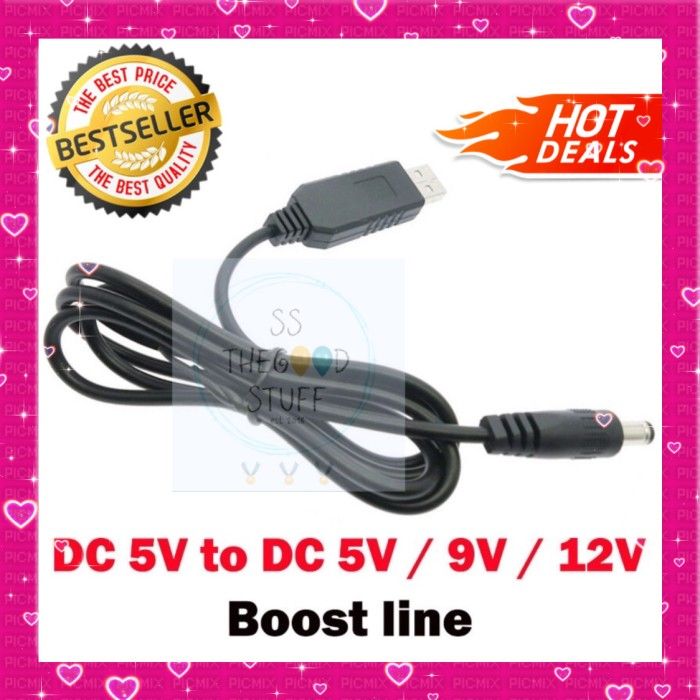 ✓ DC 5V-12V Boost Voltage Cable USB Converter Adapter Power Bank