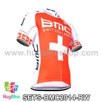 เสื้อจักรยานแขนสั้นทีม BMC 2014 สีแดงขาว