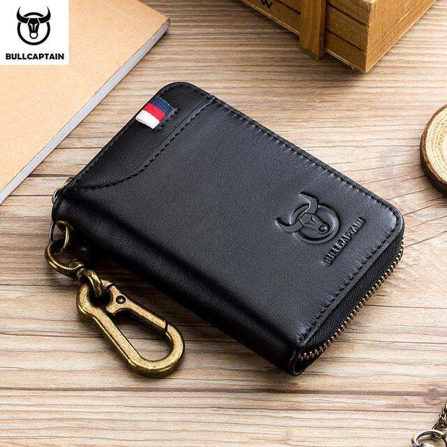 bullcaptain-genuine-leather-mens-key-card-bag-high-quality-multi-function-key-box-car-key-chain-wallet-mini-card-bag-key-clip