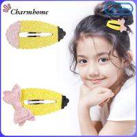 CHARMHOME คลิปผมน่ารักดินสอสีเหลืองฝรั่งเศสสำหรับเปิดเทอม,โบว์สีชมพูอุปกรณ์ติดแต่งผมกิ๊บหนีบผมนักเรียนหญิงของขวัญให้3/4ชิ้น