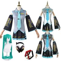 Cosplay Costume Midi Dress Miku Cosplay Miku Japan Dresses Wig Headdress Suit Halloween Womens Girls Clothing Costume