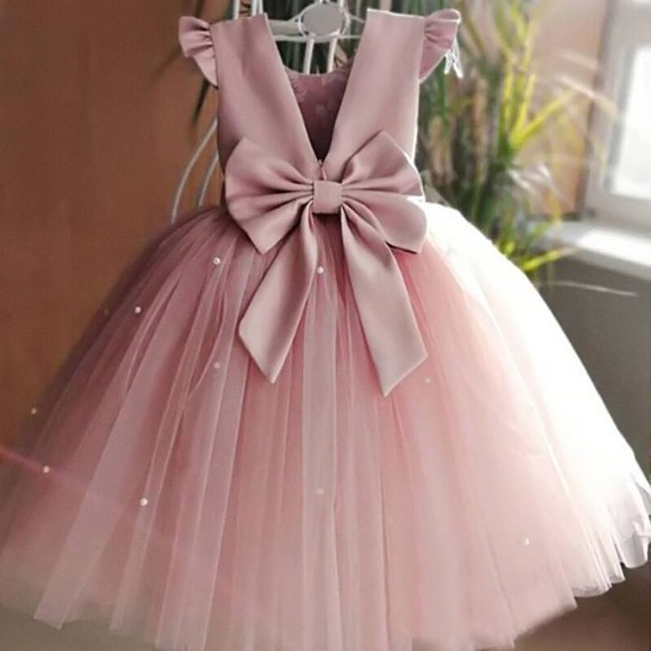 jeansame-dress-เด็กวัยหัดเดินสาวดอกไม้วันเกิด-t-ulle-ชุดเปลือยโบว์ชุดแต่งงานเด็กพรรคสวมเจ้าหญิงสีชมพูชุดเด็กสาวชุดกุทัณฑ์