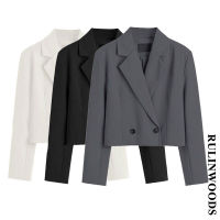 CHICCHIC [คุณภาพระดับพรีเมียม] 2023ใหม่แฟชั่นของผู้หญิง Blazer แขนยาว Crop Top