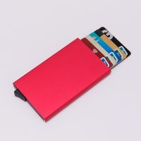 RFID magnetically anti-theft card package automatically play the cassette aluminum box wallet PU metal money --A0509