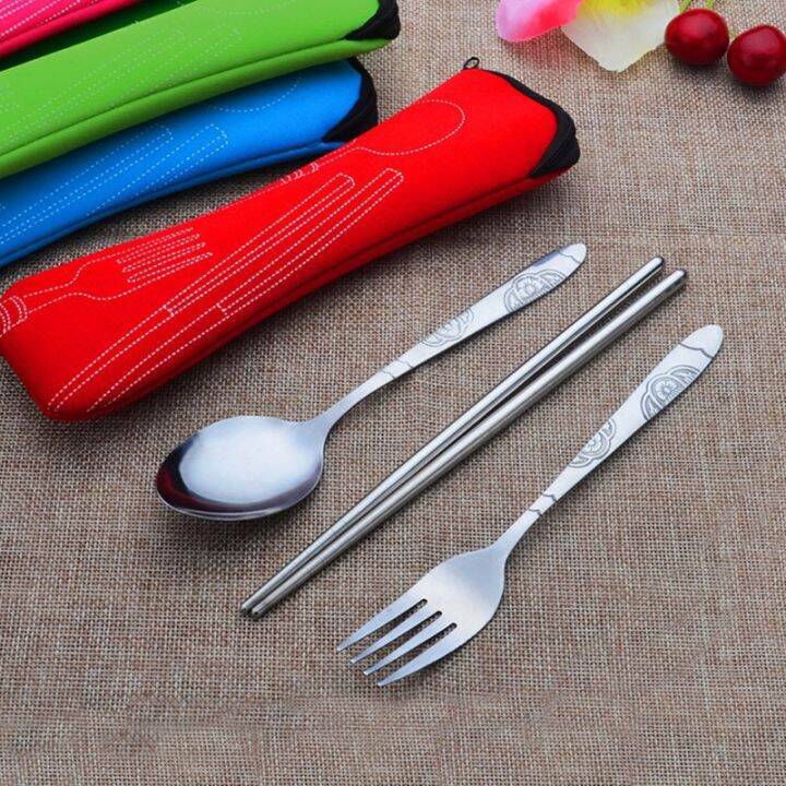 (ELLA SHOP) Travel cutlery set.Stainless Cutlery *pack by random colors