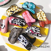 HANGZHI กิ๊บหนีบผมอะคริลิคหมวกคาวบอยสีสันสดใสใหม่,รองเท้าบูทลายเสือดาวรูปดอกทานตะวันวัวกิ๊ฟติดผมปลาฉลามสำหรับผู้หญิงเด็กผู้หญิงหมวกปาร์ตี้