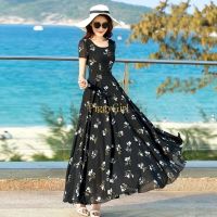 COD DSTGRTYTRUYUY PiggyGirl-Summer New Floral Dress Fashion Casual Temperament Slim Dress Slim Beach Dress