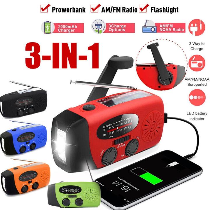 Solar Hand Crank Radio Mini Portable Radio With Multifunctional Emergency  Flashlight Power Lamp C5F9 