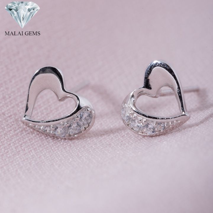 malai-gems-ต่างหูเพชร-เงินแท้-silver-925-เพชรสวิส-cz-เคลือบทองคำขาว-รุ่น-075-1ea93688-แถมกล่อง-ต่างหูcz-ต่างหูเงินแท้