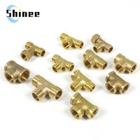 1Pc Pneumatic Brass Pipe fitting Male-Female Thread conversion connect 1/8 1/4 3/8 BSP Tee Type copper water oil gas adapter