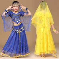 hot【DT】 Bollywood Costume Set Kids Belly Sari Children Outfit Top Skirt Veil Headpiece