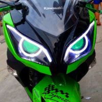 คาวาซากินินจา250 300 Ninja300ชิ้นส่วนไฟหน้า2013-2018ไฟหน้ารถจักรยานยนต์โปรเจ็คเตอร์ LED ตาปีศาจตานางฟ้า DRL