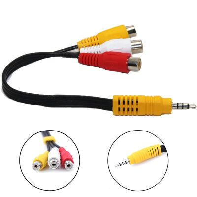 20cm audio 3.5mm Aux Male Stereo to 3 RCA Female Audio Video AV Adapter Cable for High-Performance Video and Audio Playback Cables
