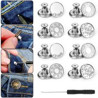 10pcs Detachable Jeans Buttons Adjustable Free Waist Retro Metal Button No Sewing Pants Buckles Screw Nail Repair Kit Send Tools