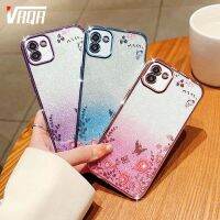 เคสโทรศัพท์ VRQR สำหรับ Samsung Galaxy A04E A04 A03แบบไล่ระดับสีผีเสื้อระยิบระยับวัสดุซิลิโคน (ป้องกันเลนส์เต็มรูปแบบ)