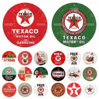 Texaco Motor Oil And Gasoline Round Wooden Plaque Signs Vintage American Gas Oil Wood Poster Garage Club Wall Decoration RJ-004  Power Points  Switche