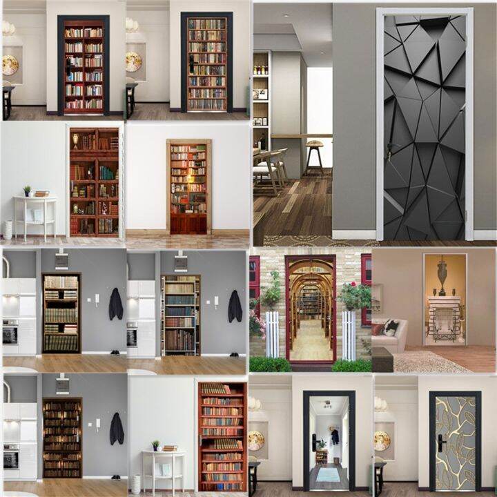 3D Library Wallpaper Door Sticker Selfadhesive Bookcase Bookshelf