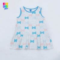 KiddeeCrew เสื้อเด็ก เสื้อกระโปรงสีขาวโบว์ฟ้า White bow Tunic Top เหมาะสำหรับอายุ 1-8 ปี