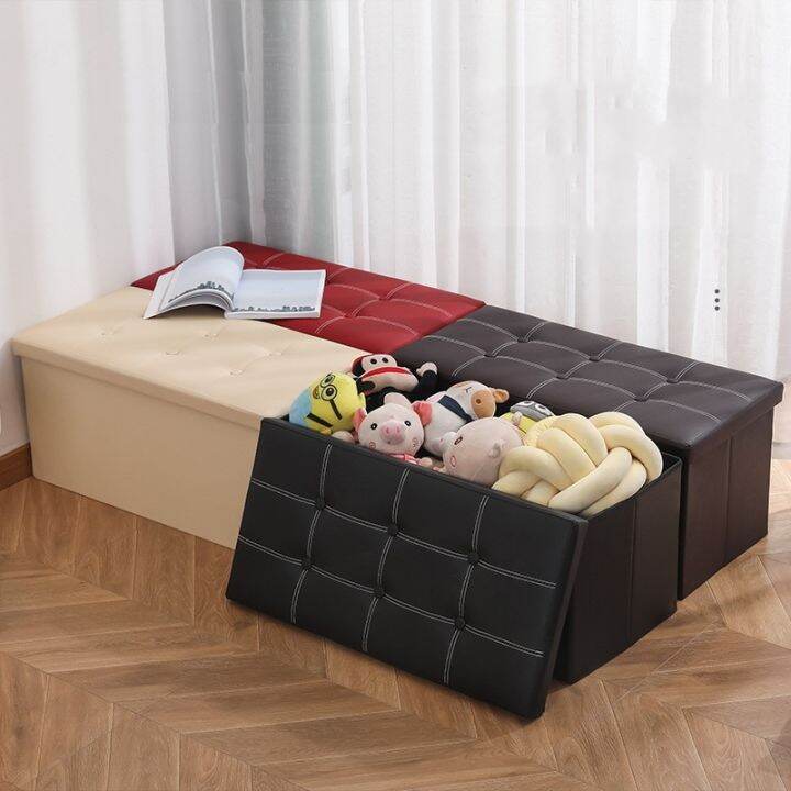 Foldable Sofa Storage Stool Ottoman Leather Storage Box Chair Large