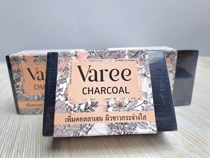 varee-สบู่ชาร์โคล-ผงถ่านไม้ไผ่-ดีทอกซ์ผิว-คุมมัน-ลดสิว-120g