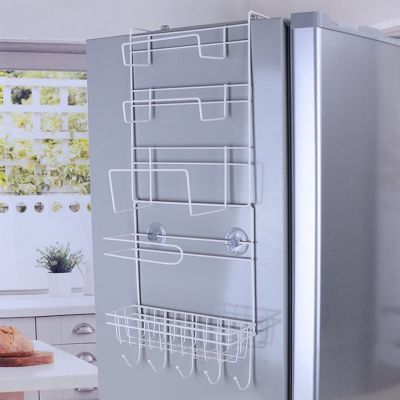 【YF】 Multi-Layer Refrigerator Shelf Fridge Side Rack Sidewall Holder Kitchen Supplies Organizer Hanging Hook Folding Storage