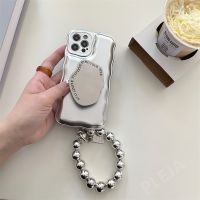 Fashion Plated Silver Bracelet with Bracket Phone Case for IPhone 14 13 12 11 Pro Max XS Max XR X Cute Simper Stand Hodel Covers