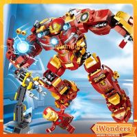 บล็อกตัวต่อ รูป Iron Man Hulkbuster MK44 MOC Superhero Tony Stark and Workbench ของเล่นสําหรับเด็กผู้ชาย