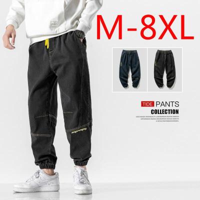 M-8XL กางเกงยีนส์ผู้ชายไซส์ใหญ่ฤดูร้อนสบาย ๆ กางเกงยีนส์เกาหลี