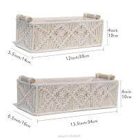 Cotton Rope Woven Basket Rectangle Macrame Storage Holder Sundries Candy Organizer Bin Photography Prop Jy23 21 Dropship