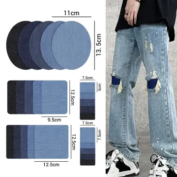 5Pcs Denim Iron-on Jean Patches Strongest Glue Iron on Denim Elbow Patches  for DIY Jean Clothing Pants Apparel Sewing Fabric