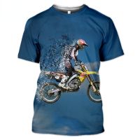 ฤดูร้อนชายเสื้อยืด Motocross แข่ง 3D พิมพ์เสื้อลำลองแฟชั่นรถจักรยานยนต์แขนสั้นแนวโน้มถนนบวกขนาดคอ O ด้านบน XS-5XL