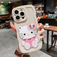 เคสโทรศัพท์ลาย3D น่ารักลายการ์ตูน Hello Kitty,เคสหลังซิลิโคนนิ่ม HP เคสใส่โทรศัพท์ลายคลื่นพร้อมกระจกสำหรับ OPPO Reno 2 Reno 2F Reno 2Z Reno 7 SE Reno 5 7Z Reno 5 Pro Reno 5 Realme C53 Realme C51