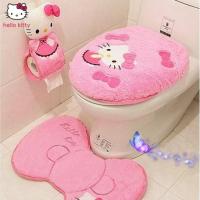 Bernicl Hello Kitty Cartoon Cute Plush Toilet Mat Set Seat Cover