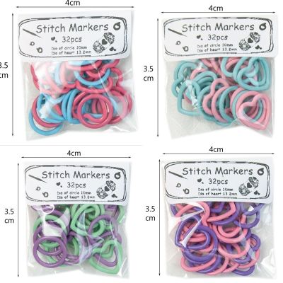 ✲ 32PCs/Lot Zinc Alloy Knitting Stitch Markers Heart Round Multicolor Crochet Stitch Lock Knit Needle Clip Sewing Tool Accessories