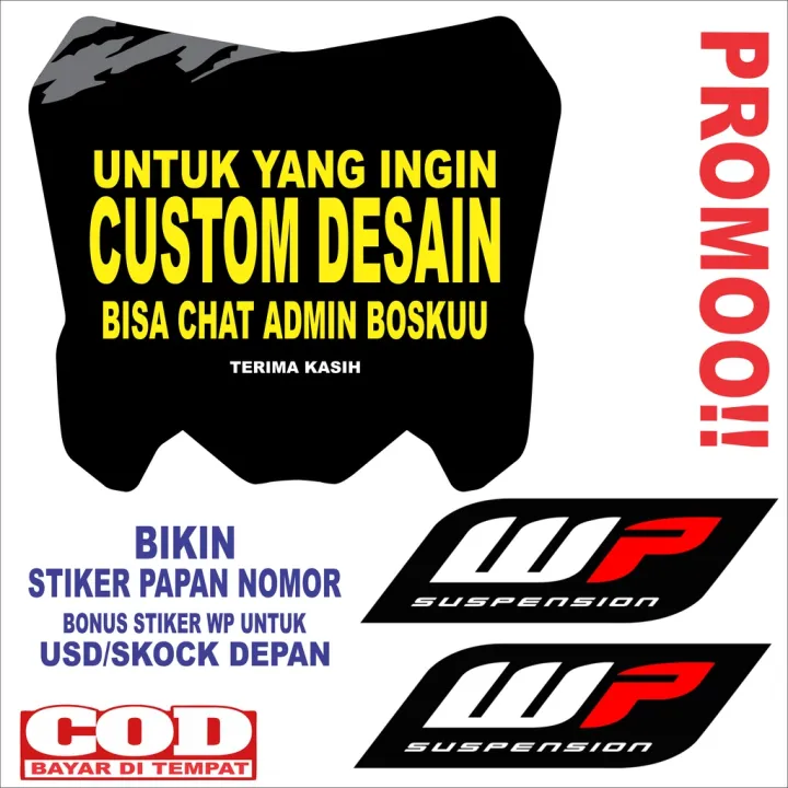 Stiker Papan Nomor Crf BISA CUSTOM DESAIN BONUS 2 PCS STIKER WP