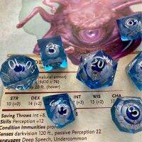 【LZ】 Dados poliédricos artesanais Conjunto com Núcleo Líquido Resina Dados Funny Death Peep Eye 7PCs