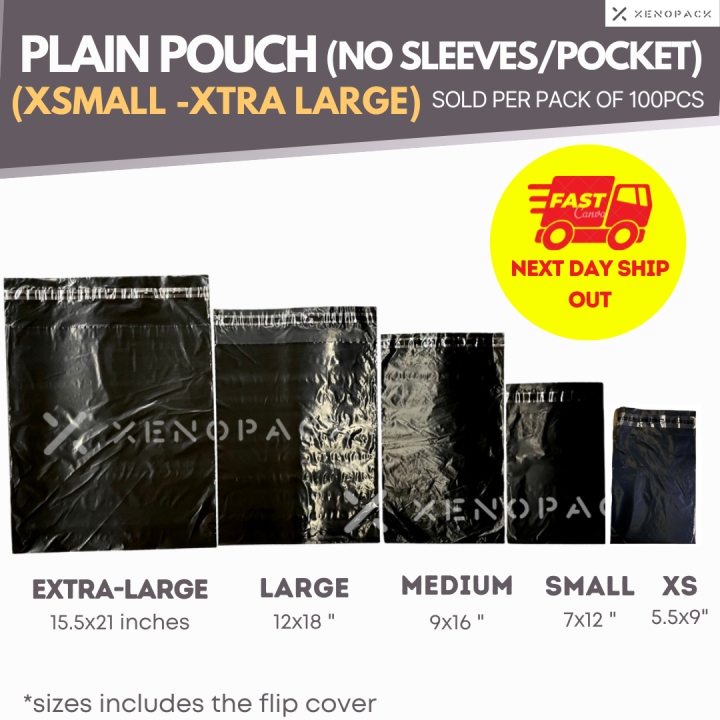 Plain Black Pouch NO Sleeves Small Medium Large Extra Large 50pcs