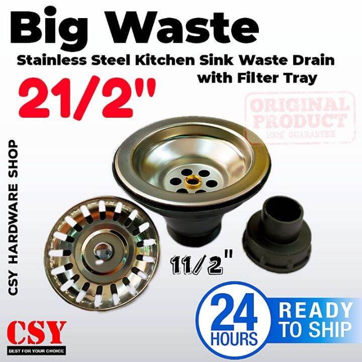 Stainless Steel Kitchen Sink Waste Drain with Filter Tray / Big Waste 2 ...