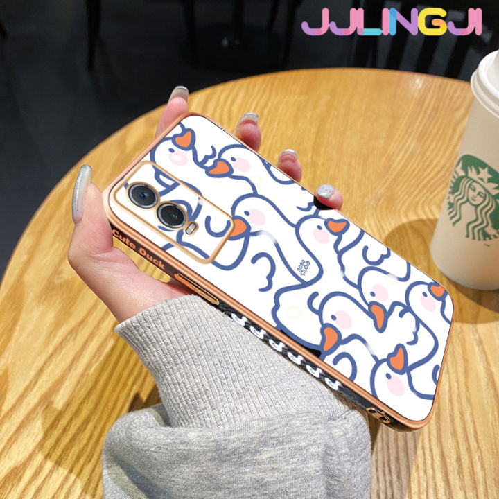 jjlingji-เคสสำหรับ-vivo-y76s-y74s-y76-5g-เคสการ์ตูนน่ารักลายหงส์ขาวสวยงามดีไซน์ใหม่ด้านข้างเคสโทรศัพท์ซิลิโคนฝาปิดเลนส์กล้องเต็มป้องกันกล่องกันกระแทก-softcase