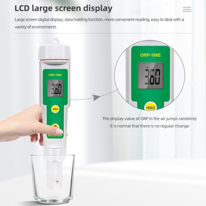 จอ-lcd-ตัวทดสอบคุณภาพน้ำ169e-ดิจิทัล-orp-เมตร0-1999mv-แบบพกพา-orp-สำหรับดื่มที่ทดสอบรีด็อกซ์