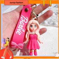 SURRIP FASHION 2pcs สีชมพูอมชมพู พวงกุญแจตุ๊กตาบาร์บี้ สีแดงกุหลาบแดง จี้ห้อยกระเป๋าเด็กหญิง ตุ๊กตาบาร์บี้รักพวงกุญแจ ล่าสุดล่าสุด พีวีซีพีวีซี จี้ตุ๊กตาบาร์บี้ สาวๆ