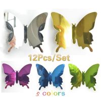 12pcs Stereo Mirror Butterfly PET Mirror 3D Butterfly Bedroom Living Room Wall Sticker Decoration