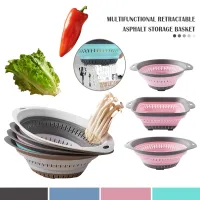 Silicone Kitchen Foldable Storage Basket Collapsible Colander Strainer Fruit Vegetable Drainer Kitchen Draining Filter Organzier Colanders Food Strain