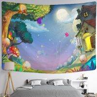 Cartoon Forest Animals Illustration Tapestry Wall Hanging Kawaii Boho Hippie Tapiz Childrens Room Decor