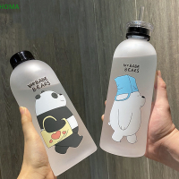 ?【Lowest price】HOMA CUTE PANDA Bear CUP 1000ml ขวดน้ำที่มีฟางโปร่งใสขวดน้ำการ์ตูน dricky Frosted leak-proof protein Shaker