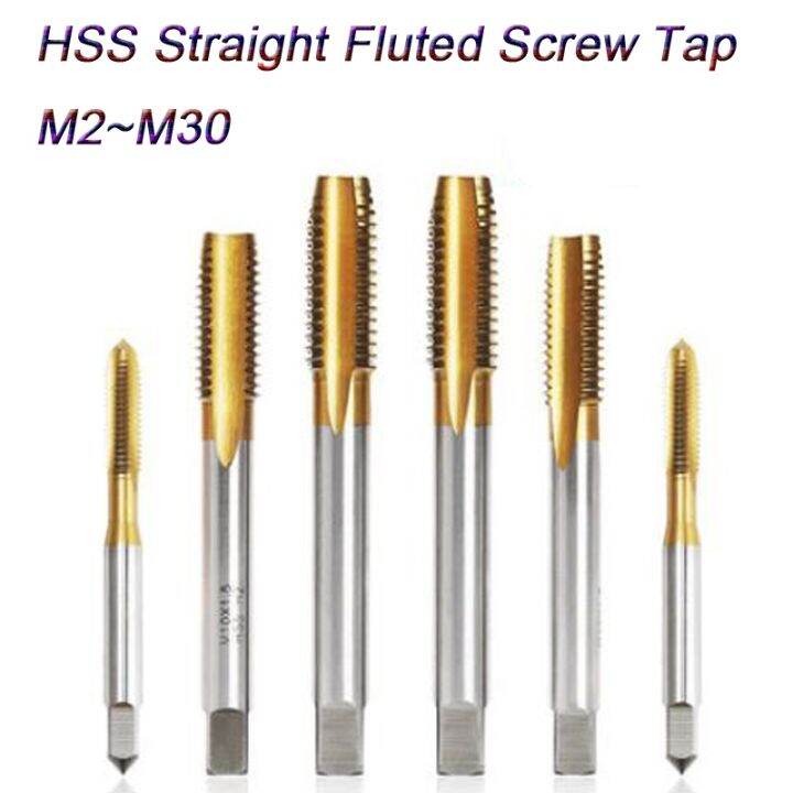 Metric Machine Screw Tap HSS Ticoated Hand Spiral Point 4 Straight