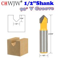 1pc 1/2－ก้าน 90 องศา V Groove Sign Lettering Router Bit－1/2－x 7/16－0.00－CHWJW 14988