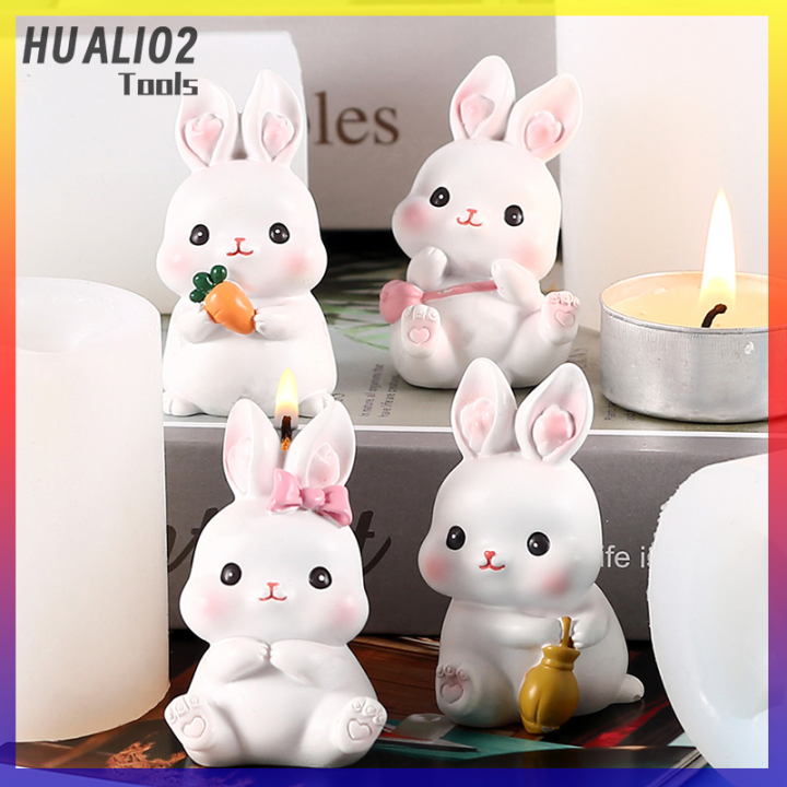 huali02ซิลิโคนรูปกระต่ายแม่พิมพ์ทำอาหารด้วยตัวเองช็อกโกแลตฟัดจ์อบพิมพ์ทำเค้กแม่พิมพ์สบู่3มิติ